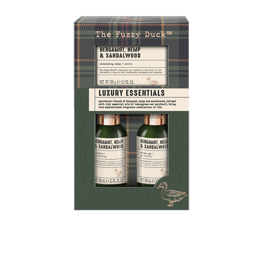 The Fuzzy Duck Bergamot, Hemp & Sandalwood Luxury Essentials Gift Set