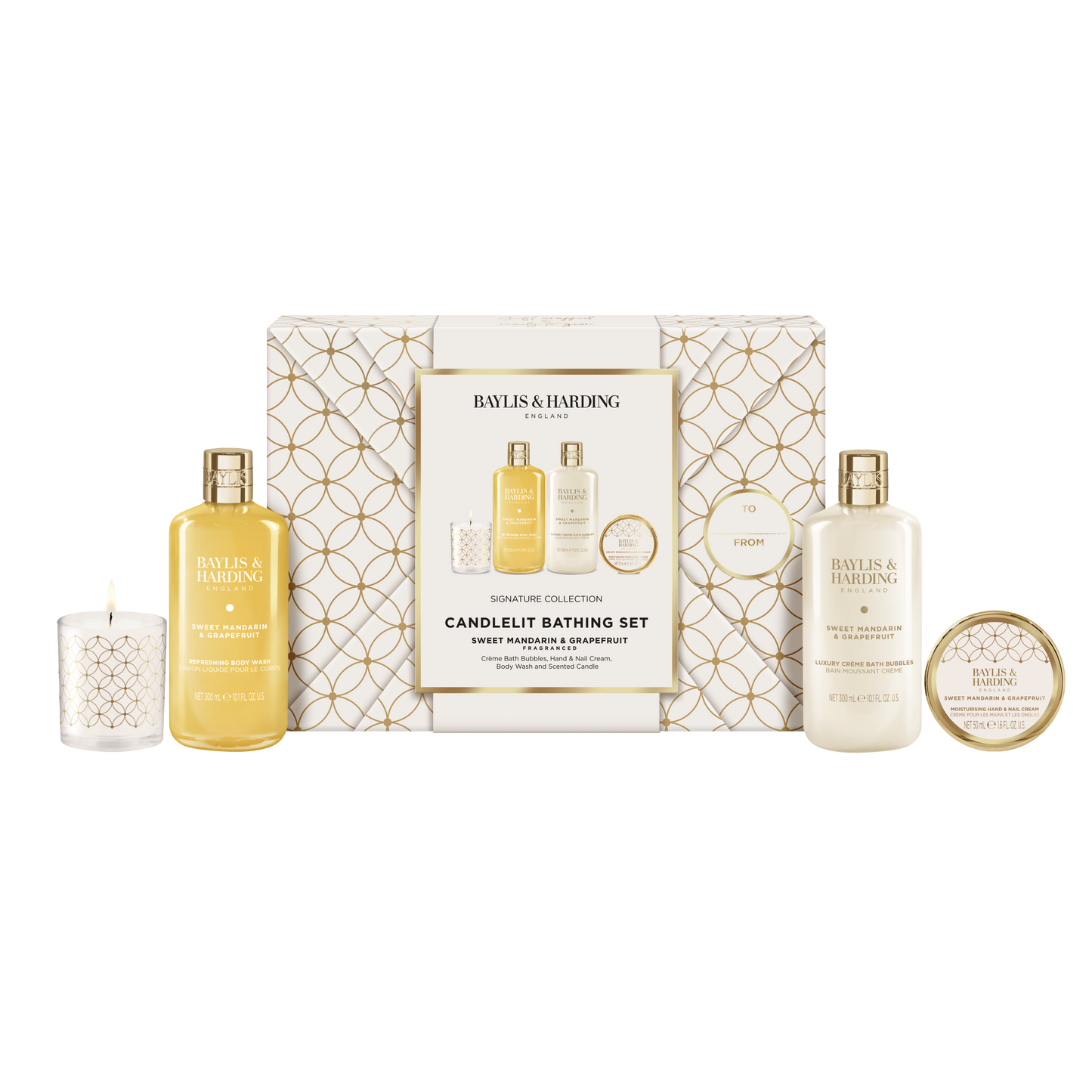 Sweet Mandarin & Grapefruit Gift Wrapped Candlelit Bathing Gift Set