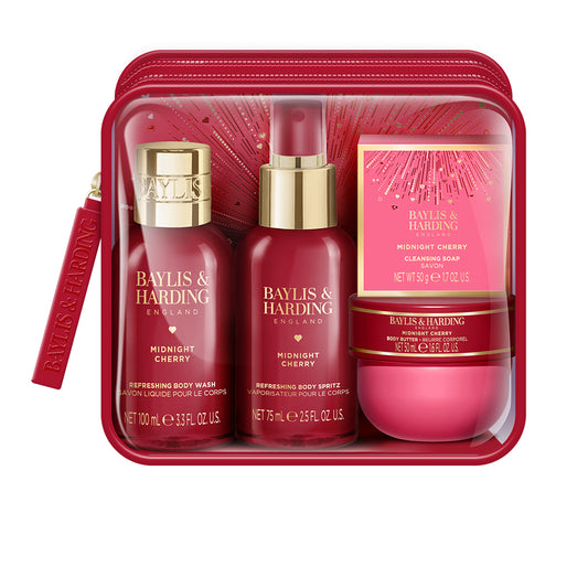 Midnight Cherry Luxury Travel Wash Bag