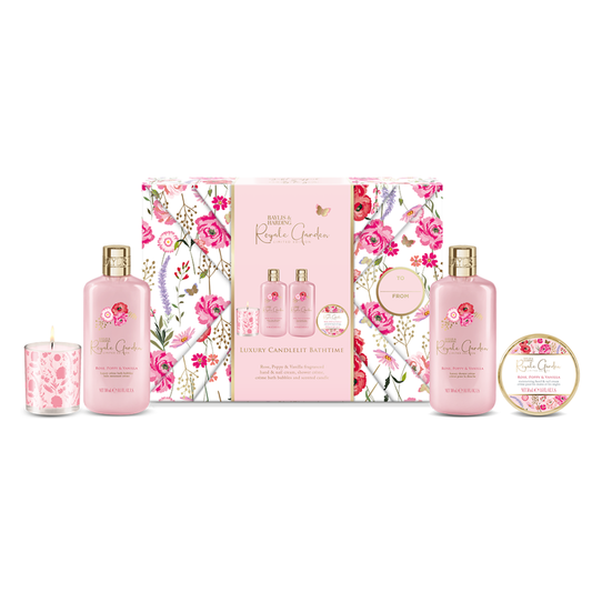 Royale Garden - Rose, Poppy & Vanilla Candlelit Bathing Gift Set