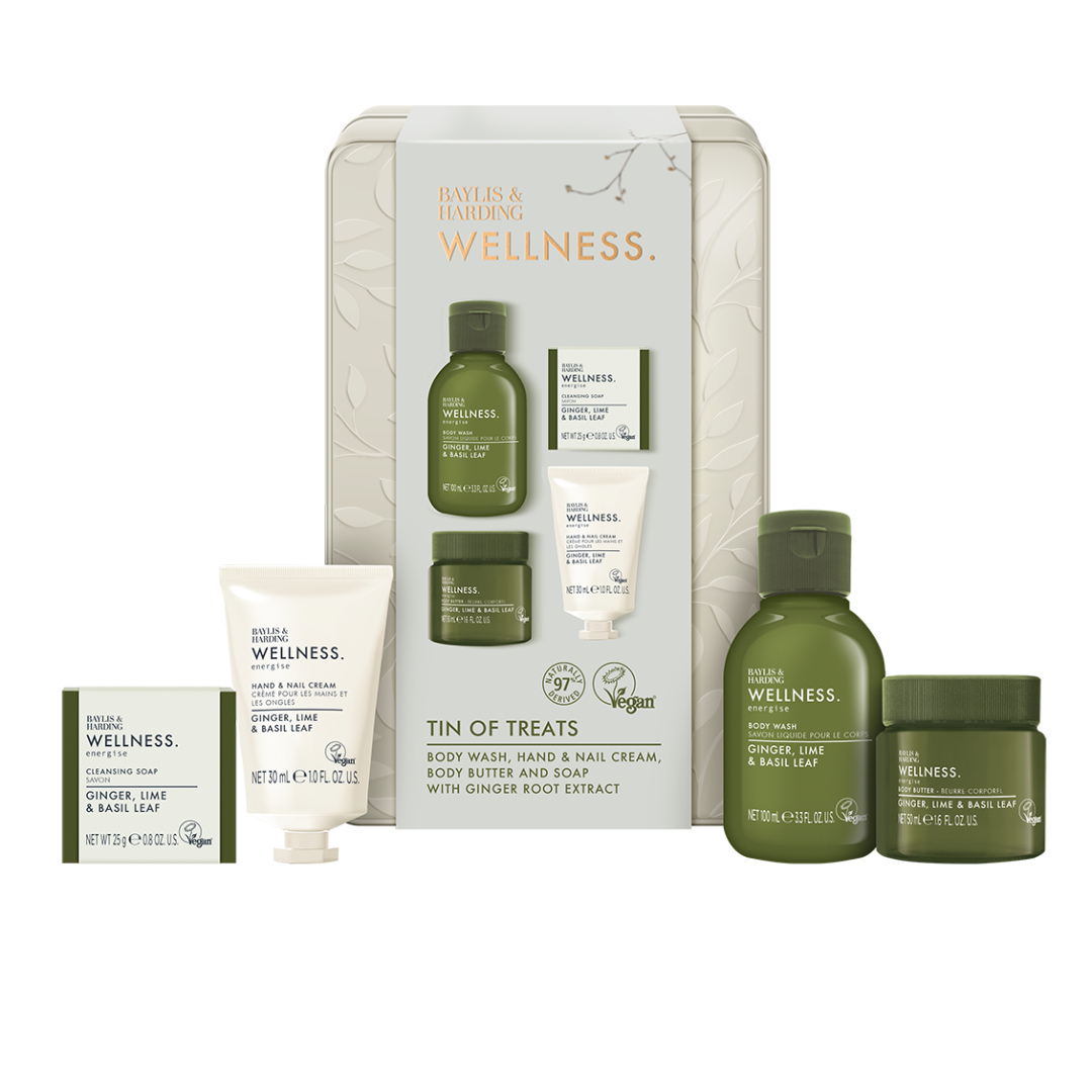 Wellness - Ginger Lime & Basil Leaf Tin of Treats Gift Set