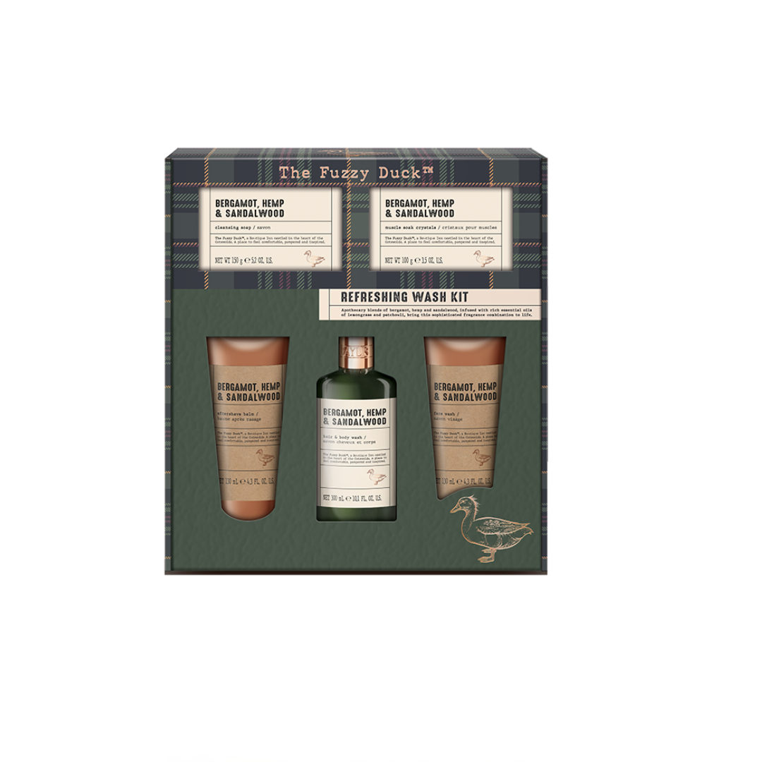 The Fuzzy Duck Bergamot, Hemp & Sandalwood Refreshing Wash Kit Gift Set