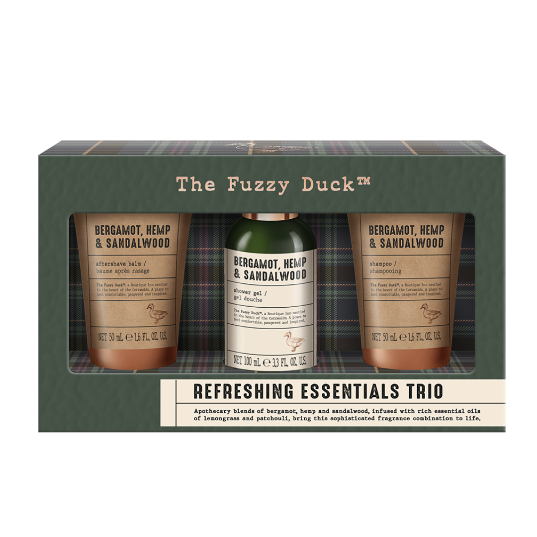 The Fuzzy Duck Bergamot, Hemp & Sandalwood Refreshing Essentials Trio