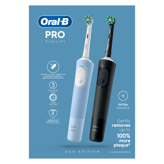 Pro Vitality Black & Blue Electric Toothbrush Duo Pack