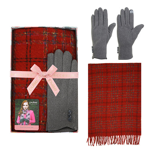 Checked Scarf & Glove Gift Box