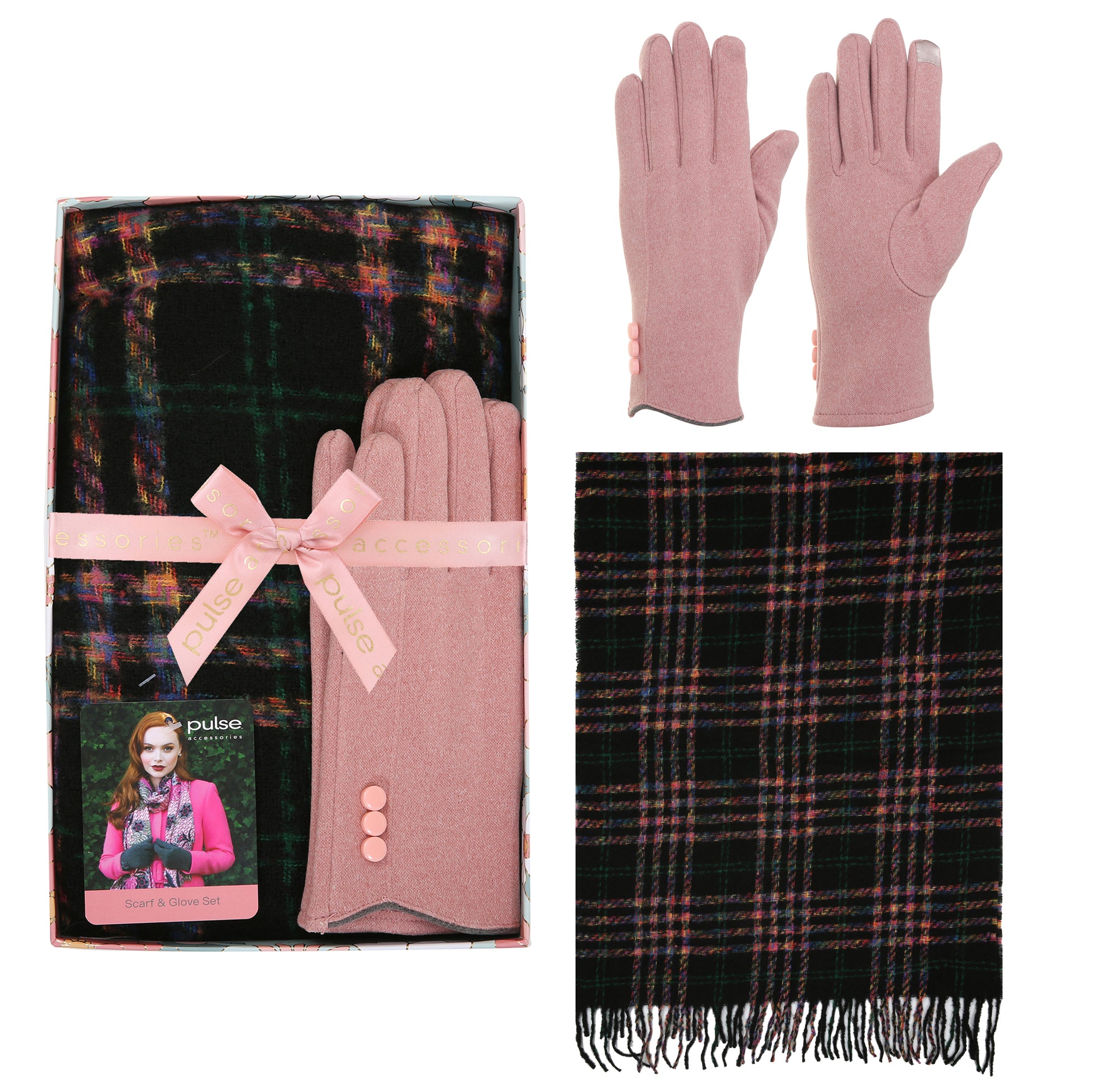 Checked Scarf & Glove Gift Box