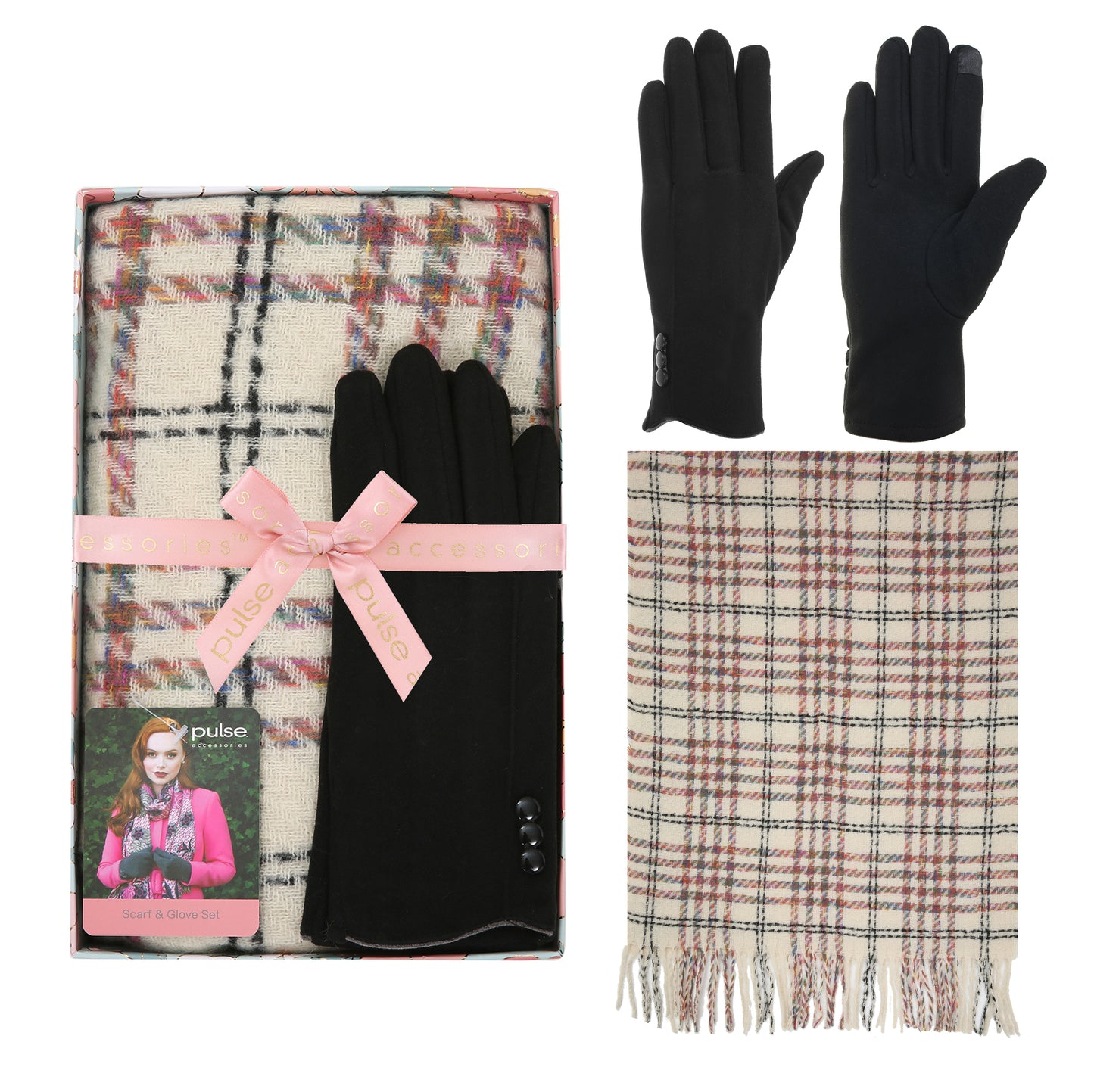 Checked Scarf & Glove Gift Box