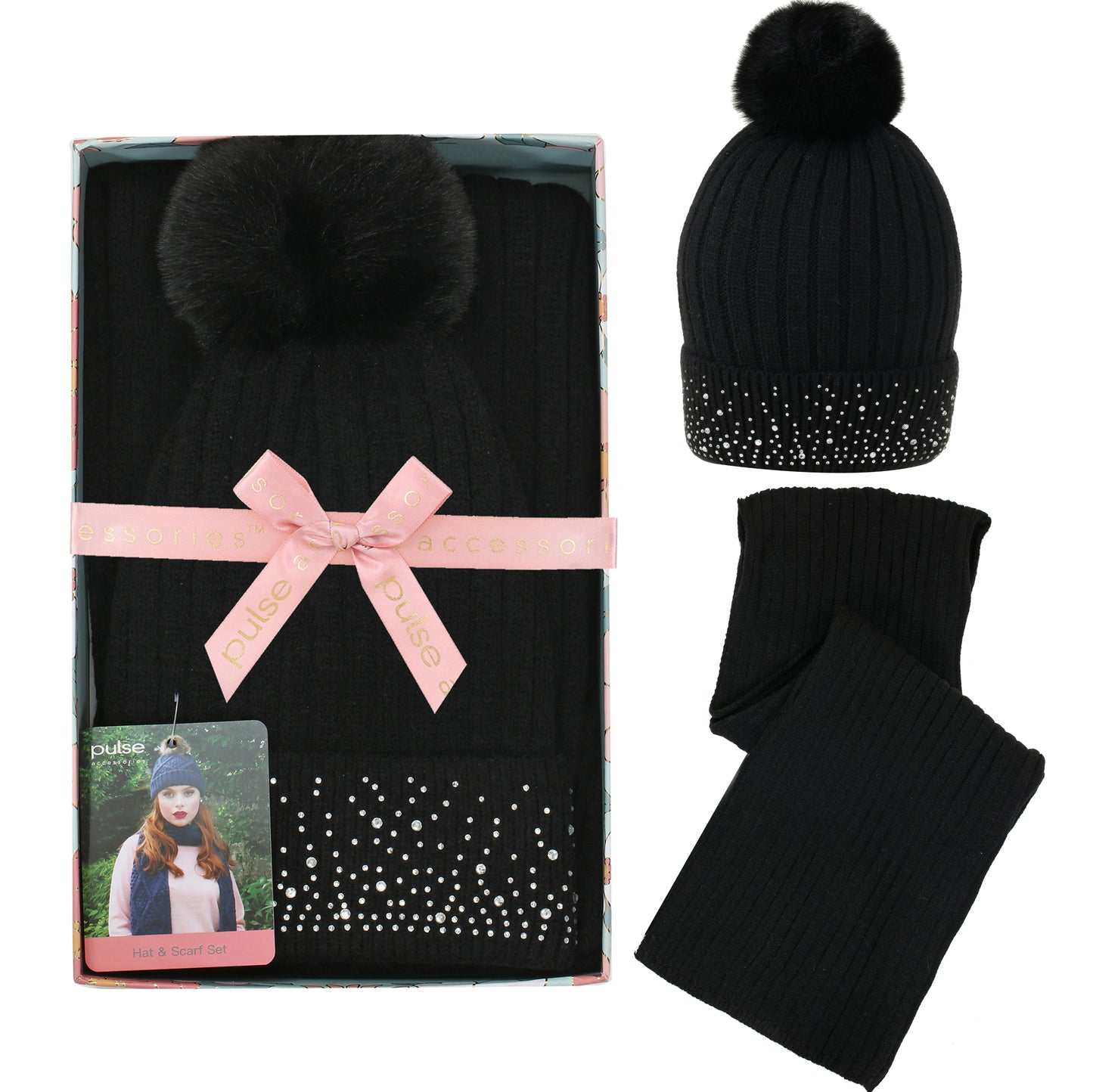 Diamante Hat & Glove Gift Box
