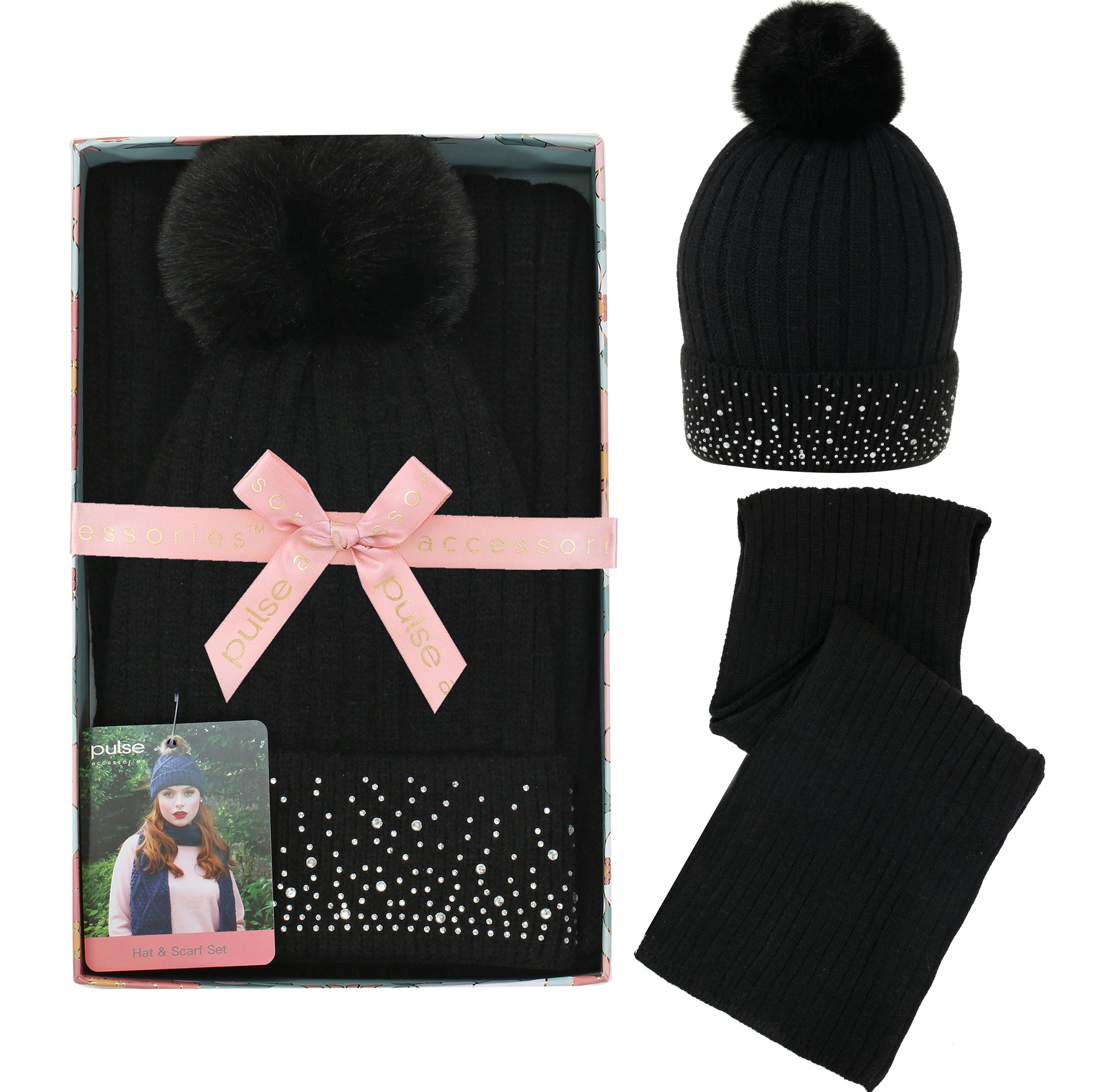 Diamante Hat & Glove Gift Box