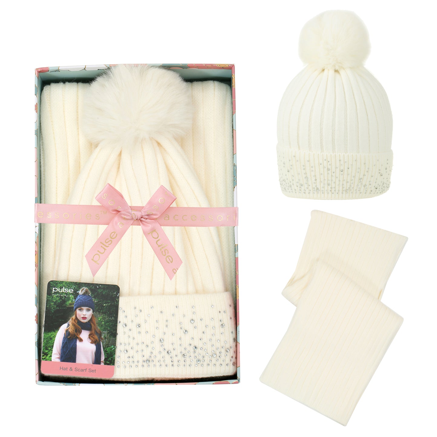 Diamante Hat & Glove Gift Box