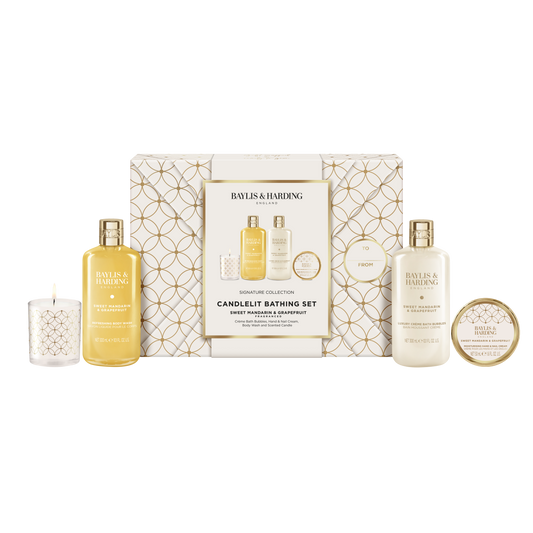 Sweet Mandarin & Grapefruit Gift Wrapped Candlelit Bathing Gift Set